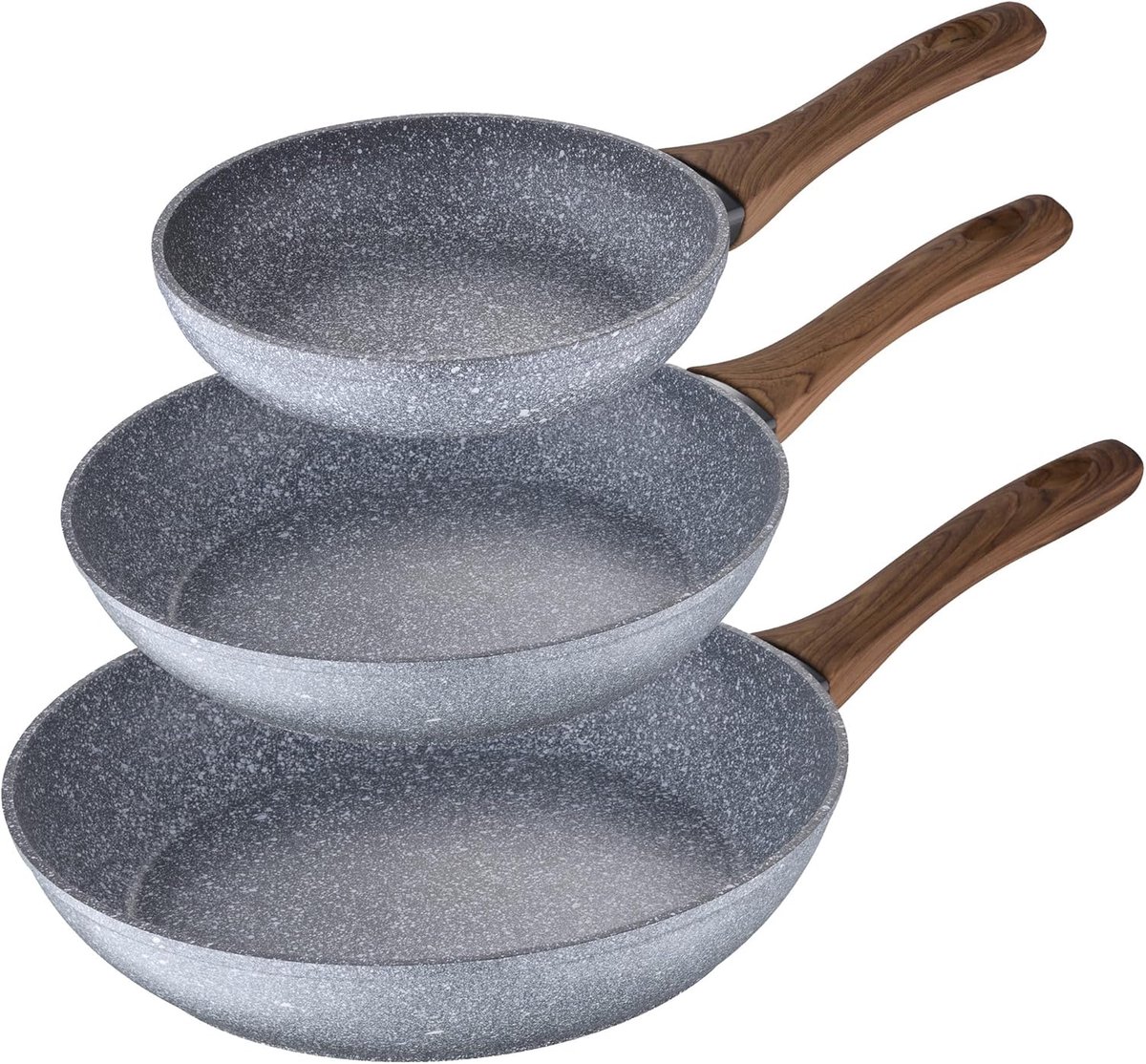 Set van 3 Koekenpannen - Gesmeed Aluminium - Geschikt voor Inductie - 18, 20 en 24 cm