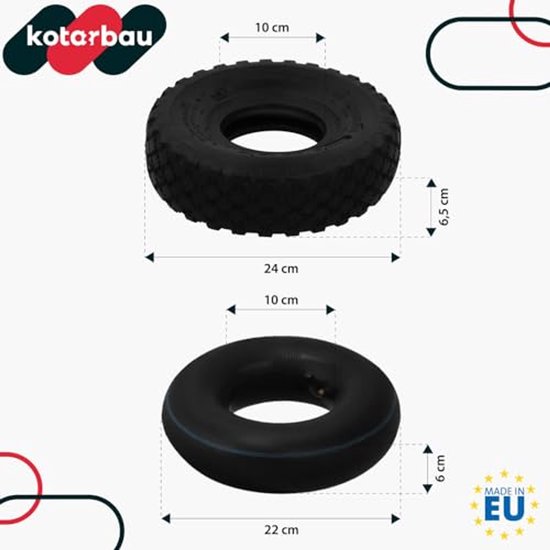 KOTARBAU® Tuinwagenband met Binnenband, 3.00-4 260x85 mm, Gummi, Zwart, Rubber Band, ⌀ 24 cm, Binnenband ⌀ 22 cm, Vervangingsset Voor Steekwagenwiel van Merkloos	 — afbeelding 3