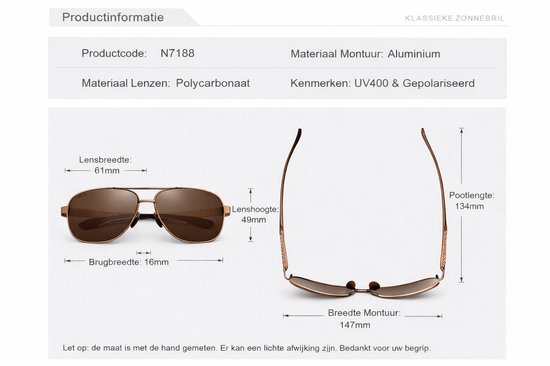 KingSeven Brownstar - Pilotenbril met UV400 en polarisatie filter - Z188 van Kingseven — afbeelding 3