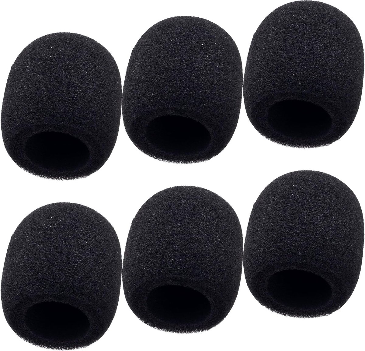 6x Schuim Microfoon Covers Set - Zwarte Windschermen voor Handheld & Podium Microfoons