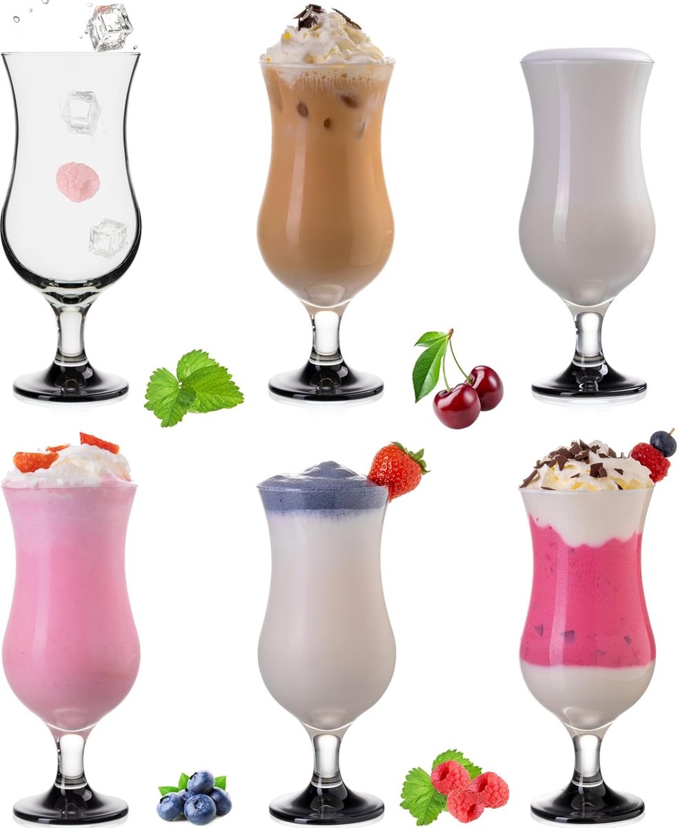 Cocktailglas 400 ml, zwart ombré, glas, set van 6, 470 ml max