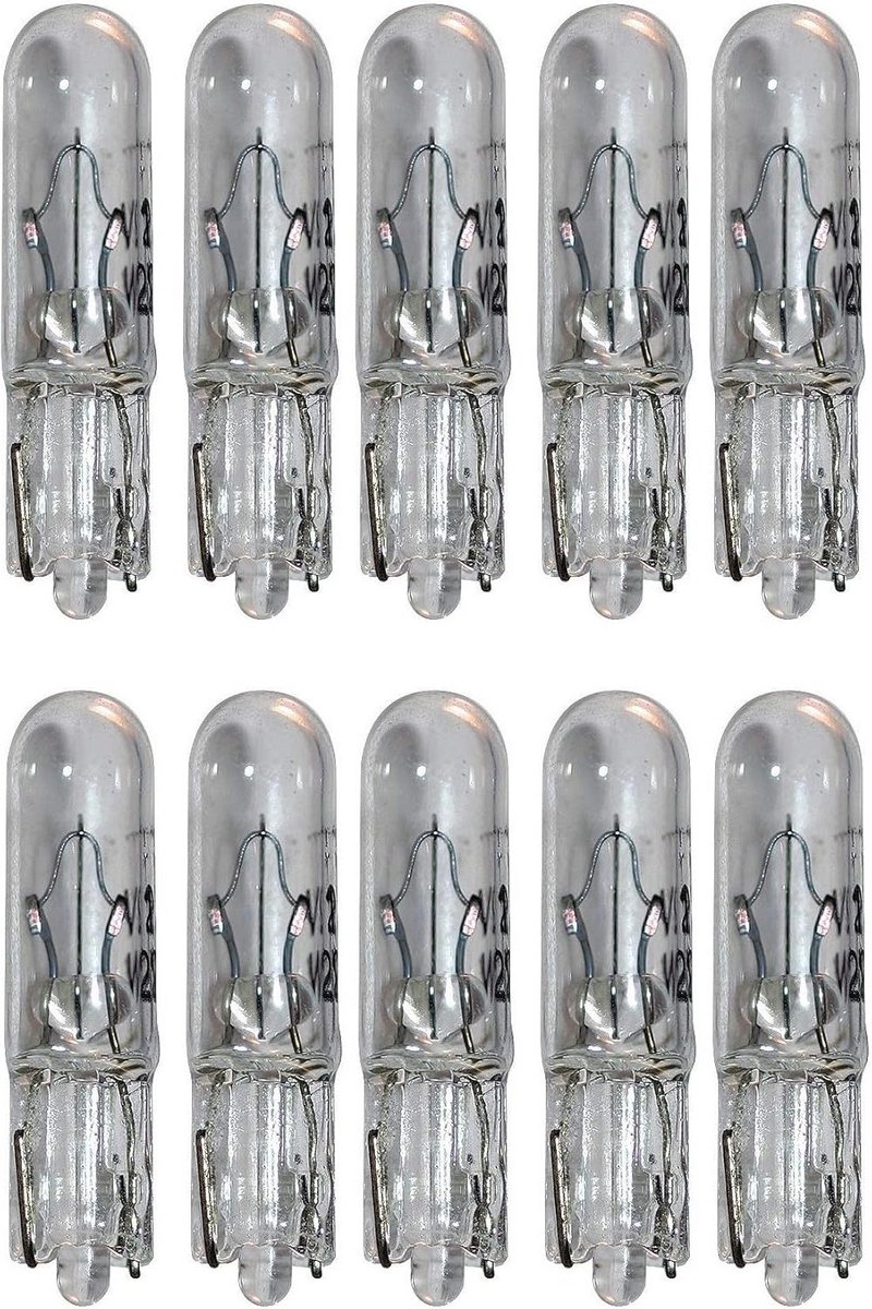 T5 W2 x 4,6D Lamp 12 V 1,2 W Transparant - 10 Stuks