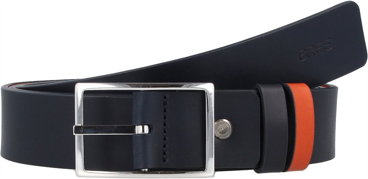 BREE Leren Riem Belt 12 Size 115 W115 Navy / Argan Oil Bruine Donkerblauw