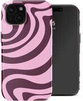 Selencia Hoesje - Geschikt voor Apple iPhone 15 - Backcover - Wavy Swirl Pink Plum