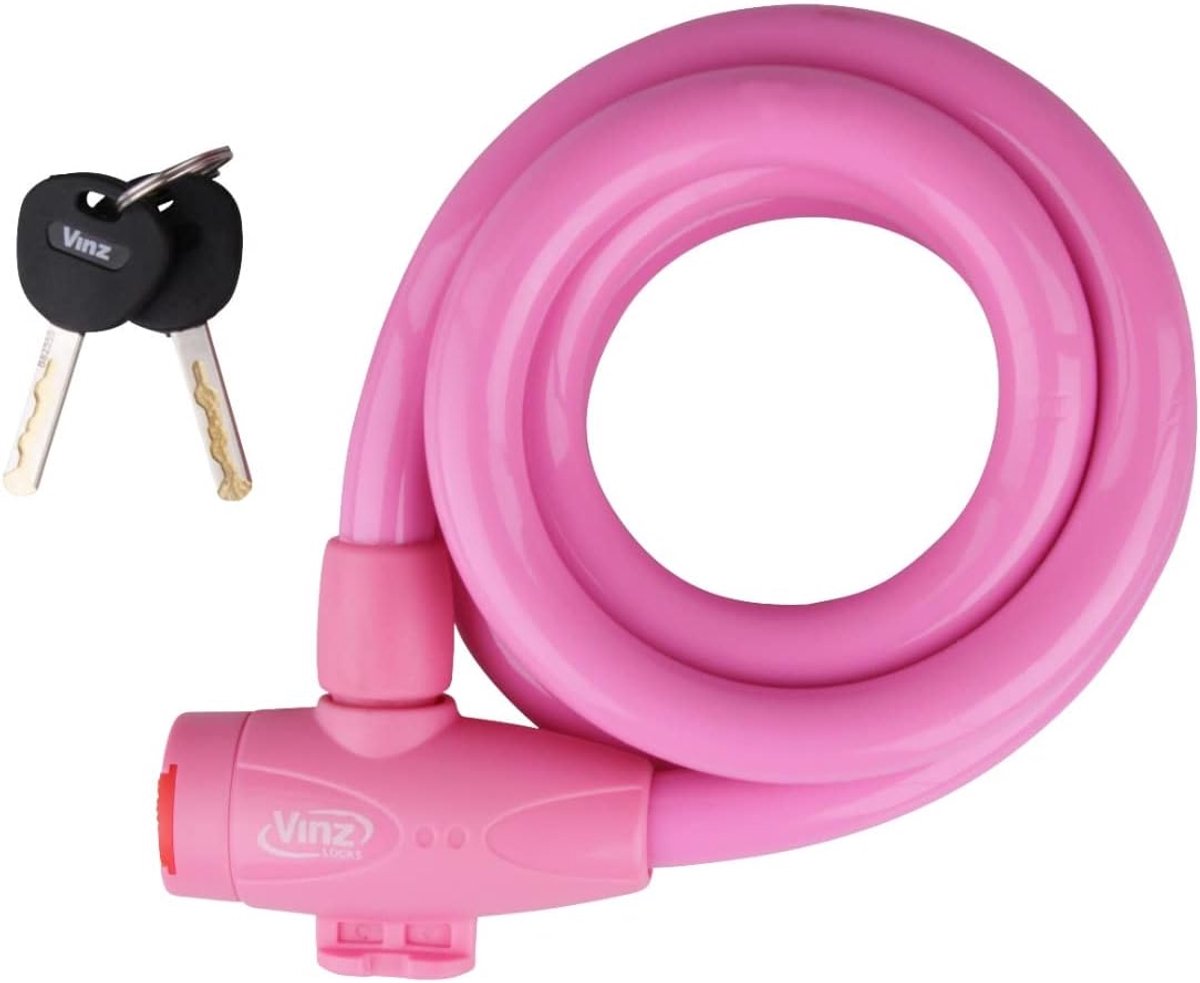 Spiraalkabel Fietsslot voor Kinderen en Fietsen - Pink - 150 cm Lengte