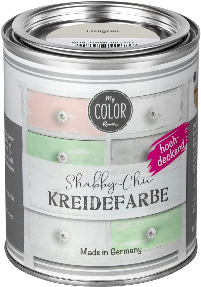 My COLOR Room Shabby Chic Krijtverf - Meubelverf Zonder Schuren - Waterbasis - Lichtgrijs - 750 ml