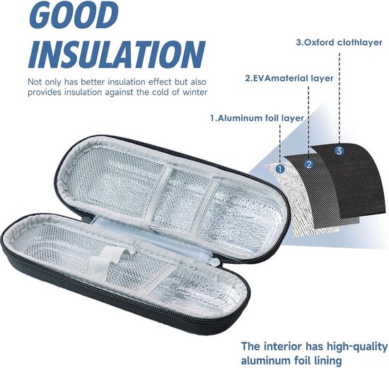 2 Stuks - Insuline koeltas - Diabetes tas medische etui - Koelbox - Insuline gekoelde harde koffer - Koeltasje voor op reis - Insulinepennen koeltas - Isolerende Insuline Etui - Koeltas voor medicijnen - Waterdicht en temperatuurisolerend - Zwart van Merkloos — afbeelding 5