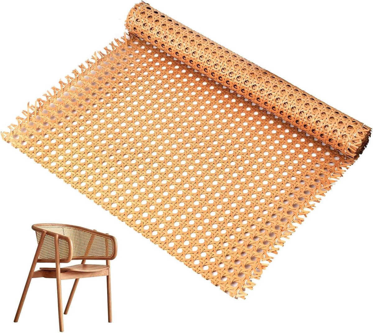 Riet - Rietwebbing - PE Materiaal Flexibel en Sterk - 1 Rol - Voor Meubels en Craftprojecten Bruin