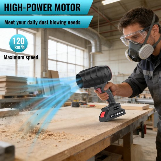 ACEP 36000 RPM Draadloze bladblazer - 21V batterij - 380W - Zwart - Bladblazers met accu - Bladblazers - Bladblazer makita van ACEP — afbeelding 3
