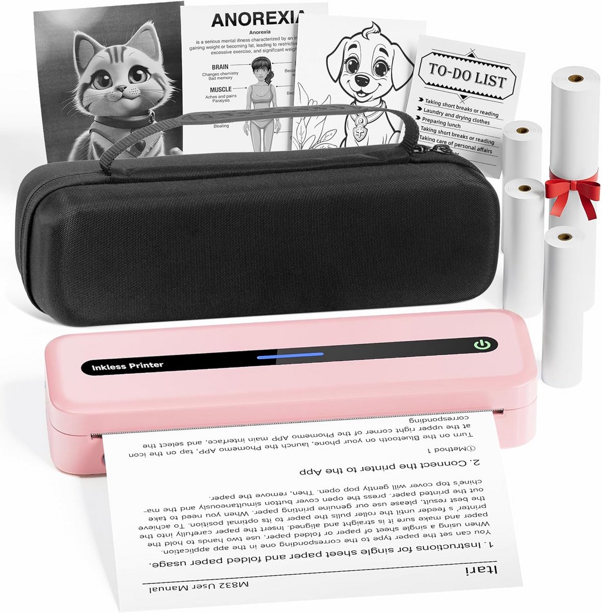 Draagbare A4 Thermische Printer - Bluetooth Mobiele Printer zonder Inkt - 300 DPI