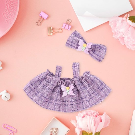 Poppenkledingset Paars - Jurk en Strik Haarclip 2-delig van Merkloos — afbeelding 5
