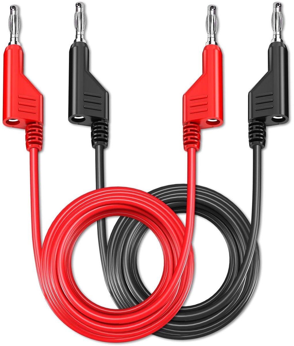 Stapelbare banaan-banaanstekker testkabels 2 stuks, 3 meter, rood/zwart, 1000V, 15A, geschikt voor multimeter