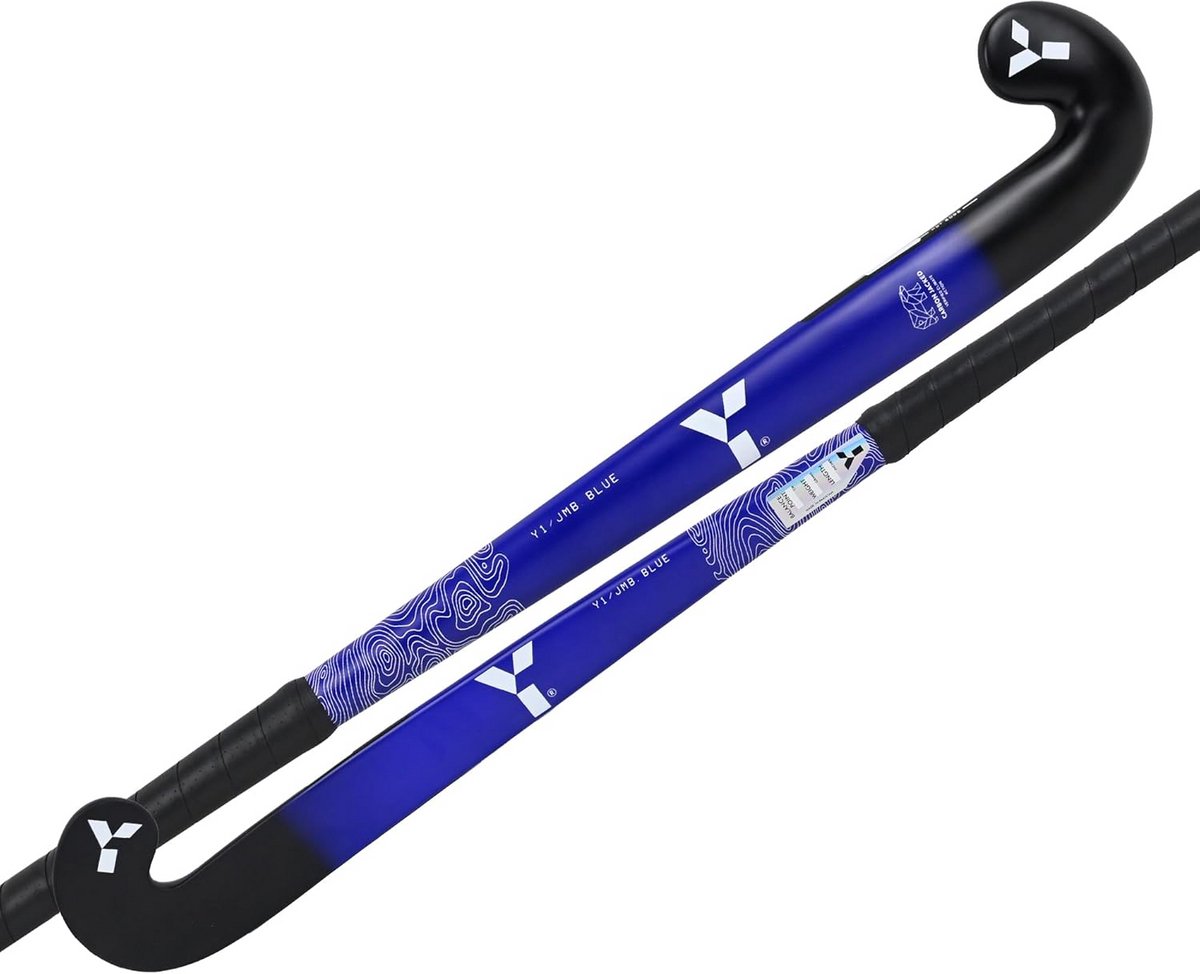 Y 1 Hockey Stick JMB Junior, 100% Glasvezel, Mid-Bow, 32 Inch - CO2-Neutraal, Blauw/Roze, Perfect voor Beginnende IJshockeyspelers