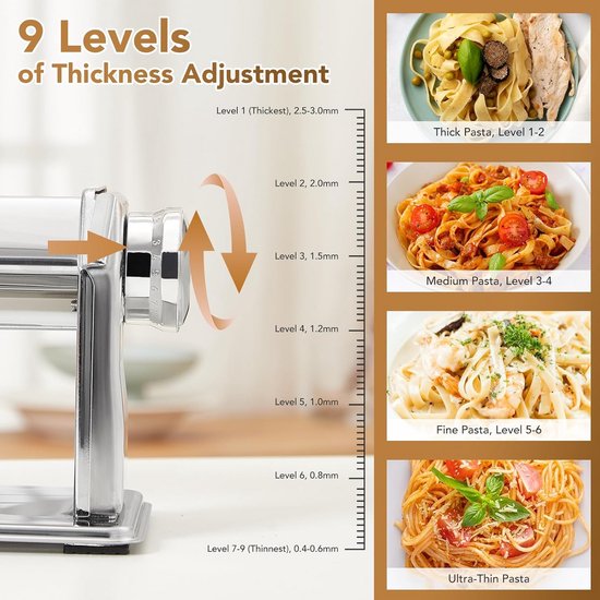 Pastamachine - Pastamaker - Spaghetti en Lasagne Machine - Pastaroller van Merkloos — afbeelding 4