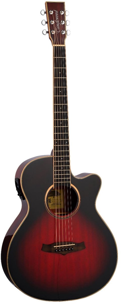 Tanglewood Winterleaf E AVB Super Folk Cutaway Elektro-Akoestische Gitaar Solid Mahogany Autumn Vintage Burst
