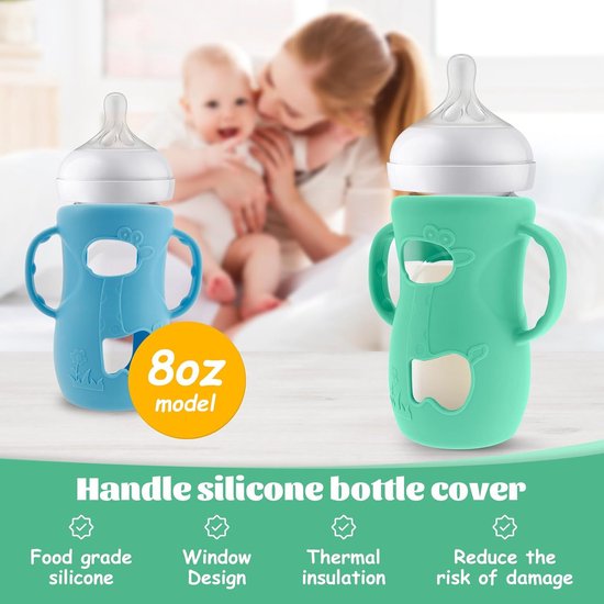 Pack of 5 Silicone Flesbeugels voor Avent Natural Glazen Flessen, BPA-vrij, Compatibel met Baby Flessen, Gemakkelijk Vasthouden, Veilig en Duurzaam, Set van 5 in Verschillende Kleuren — afbeelding 3