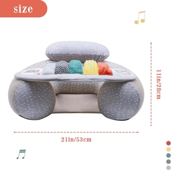 Opblaasbare Babystoel met Activiteitendienblad voor Baby's 3-36 Maanden - Vloerzitje met Piano en Sensorische Speelplank - Draagbaar en Comfortabel Zitje voor Jonge Kinderen van Merkloos — afbeelding 4