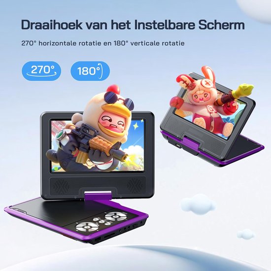Draagbare DVD speler - Portable DVD speler - Met USB en Accu - Voor in Auto - Multimedia — afbeelding 2
