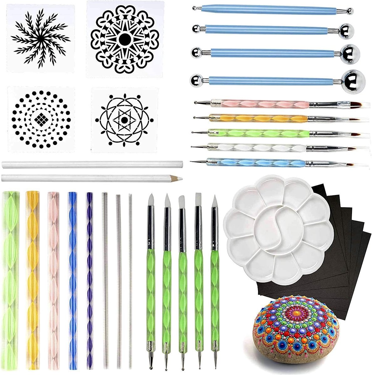 Mandala Stippen Set (35 Delen) - Dotting Tools voor Acryl, Stenen, Papier en Nail Art