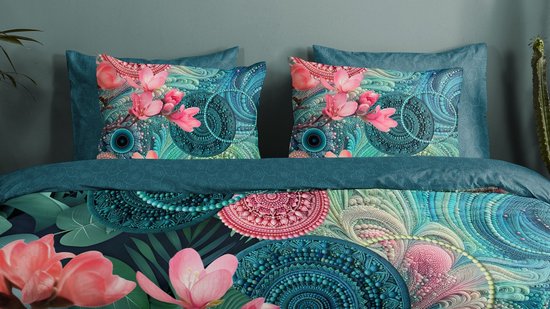 HIP dekbedovertrek mandala�s en bloemen - Lits jumeaux 240x200/220 cm - Petrol - 100% Katoen satijn van Merkloos — afbeelding 5
