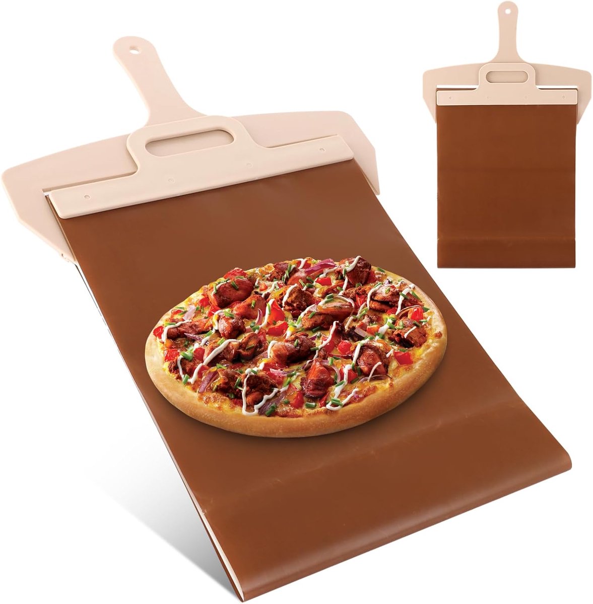 2x Glijdende Pizzaschep XXL met Bakkersdoek - Non-Stick Pizza Lifter voor Taart & Brood