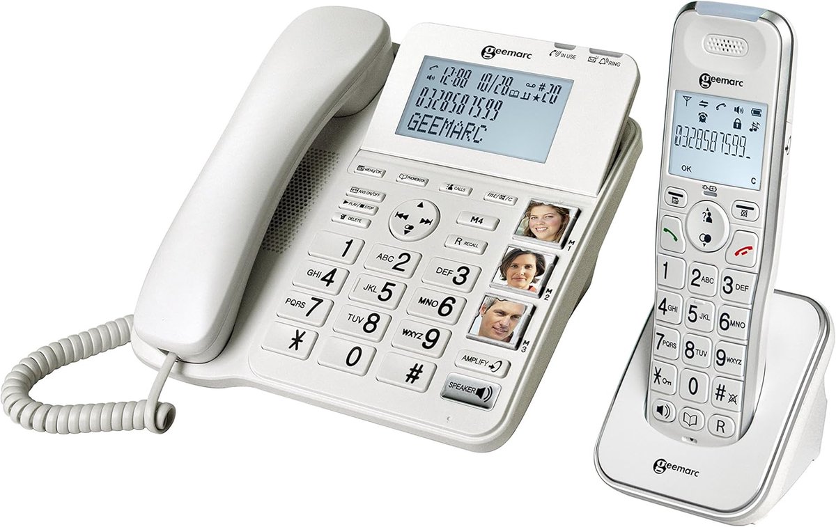 Versterkte Draadloze Telefoon met Extra Hoorn en Nummerweergave voor Slechthorenden