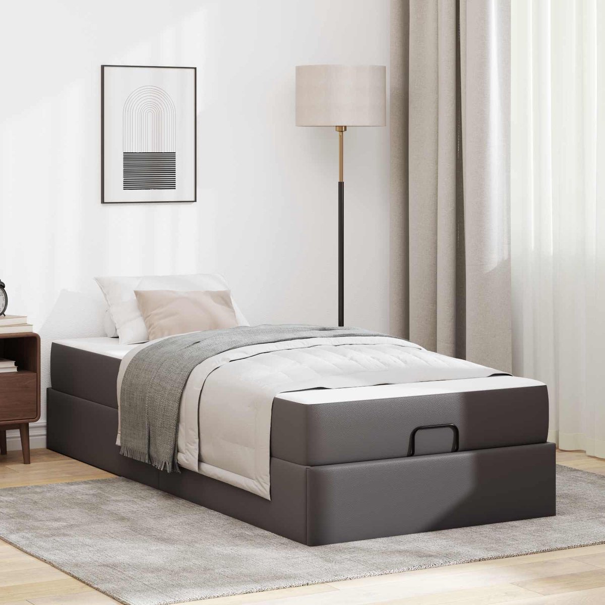 vidaXL - Bedframe - met - matras - Anders - 2 - st - Grijs - PVC