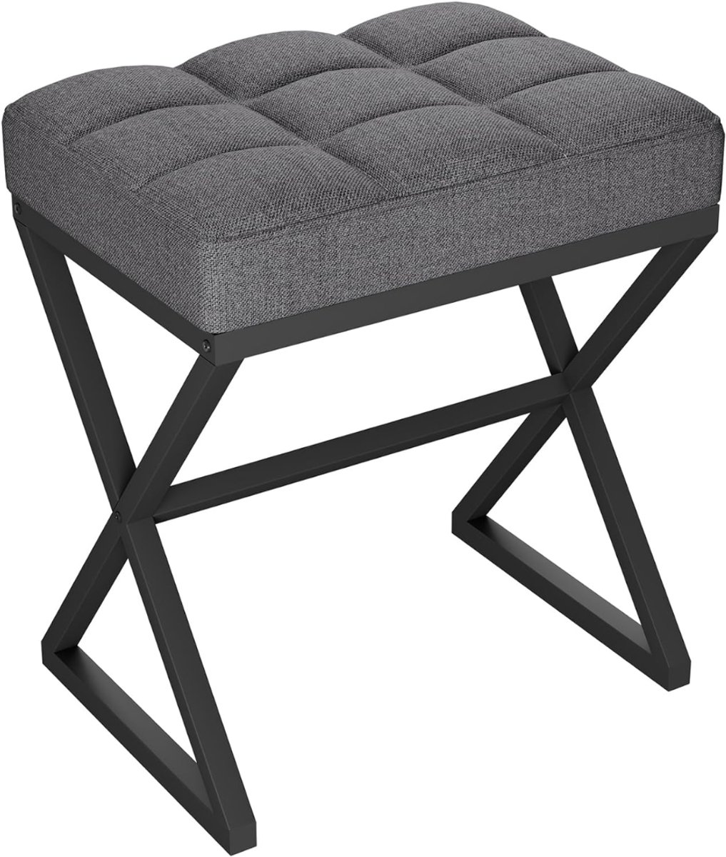 REN®Voetenbankje of poef - Voetenbankje - Poef - Hockers en poefen - Grijs - 40cm x 30cm x 46cm