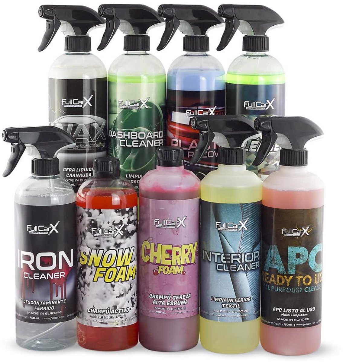 Complete Auto Reinigingsset voor Binnen en Buiten - Felgenreiniger, Polsterreiniger, Cockpitverzorging, Autoshampoo en Wassen