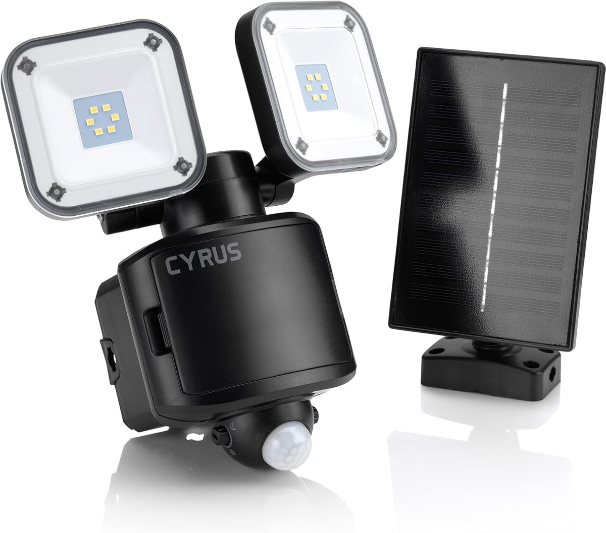 Twin LED Buiten Beveiligingslamp met Zonne-energie en Batterij Backup - PIR Bewegingssensor