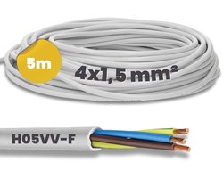 Slangkabel 4 x 1,5 mm² - Flexibele PVC Elektrische Kabel voor Binnengebruik - 4-aderige Stroomkabel voor Apparaten