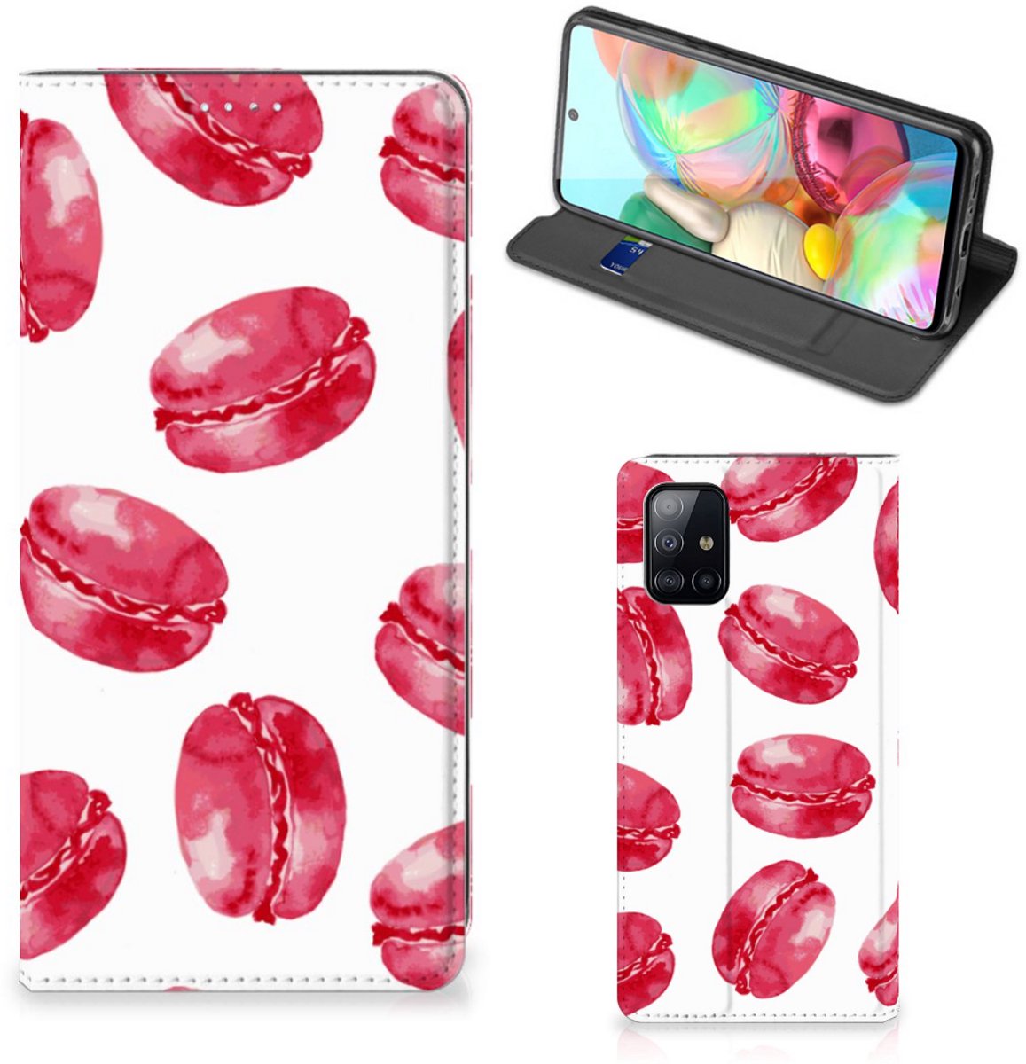 Book Case voor Samsung Galaxy A71 Flip Style Cover Pink Macarons