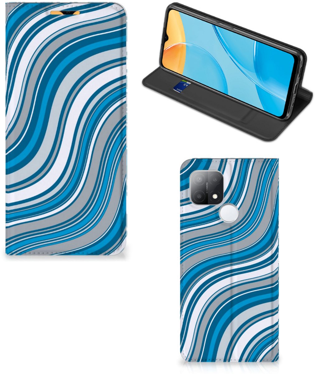 OPPO A15 Hoesje met Magneet Waves Blue