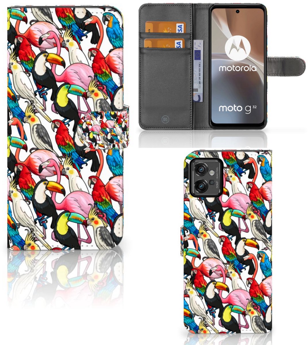 Book Case voor Motorola Moto G32 Telefoonhoesje met Pasjes Birds