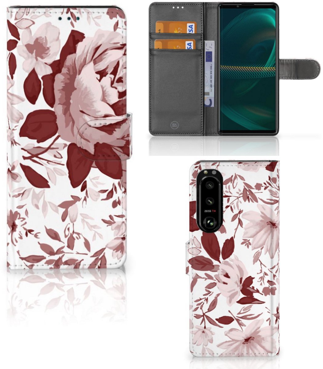 Book Case voor Hoesje Sony Xperia 5III Watercolor Flowers