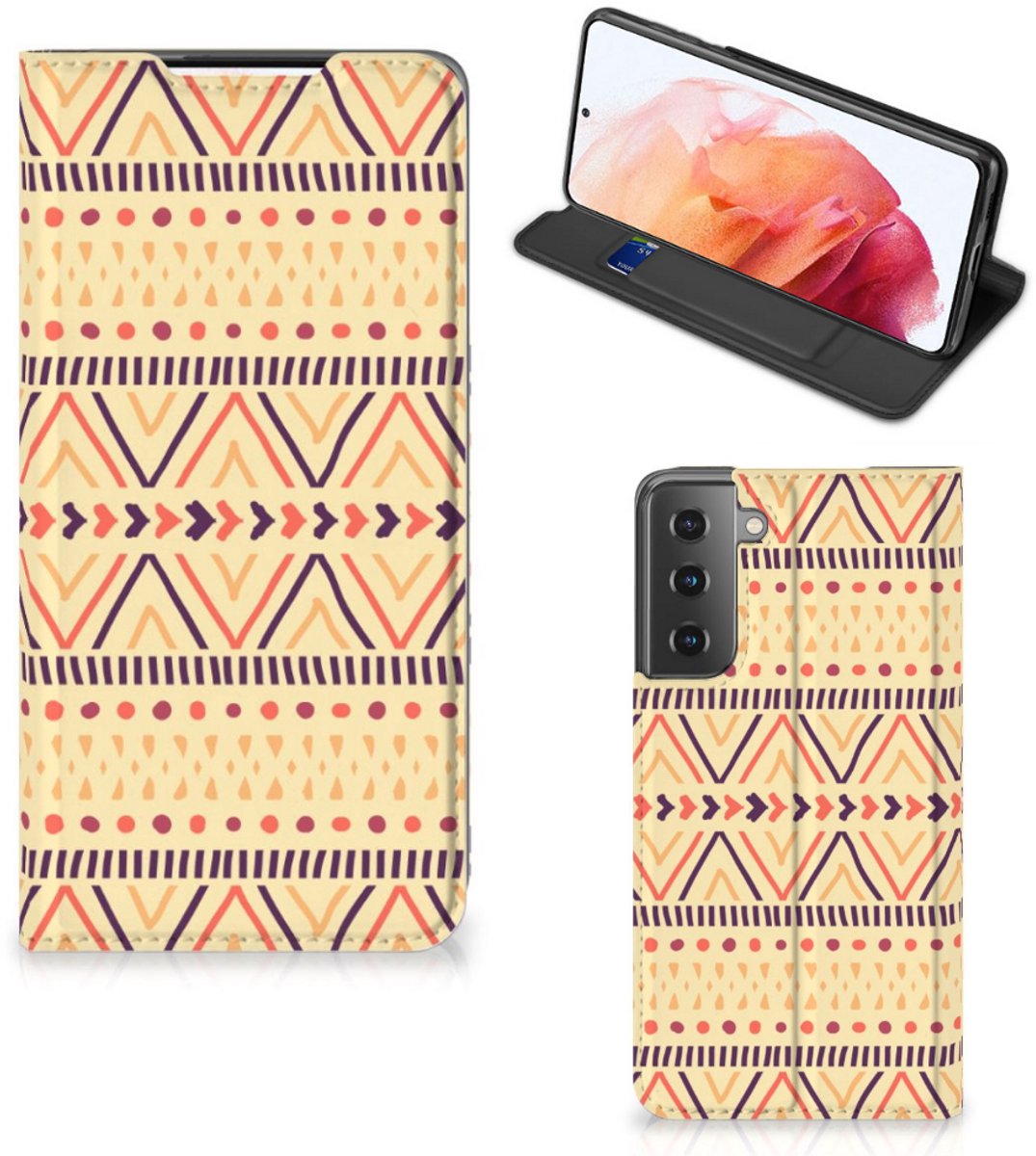 Samsung Galaxy S21 Hoesje met Magneet Aztec Yellow