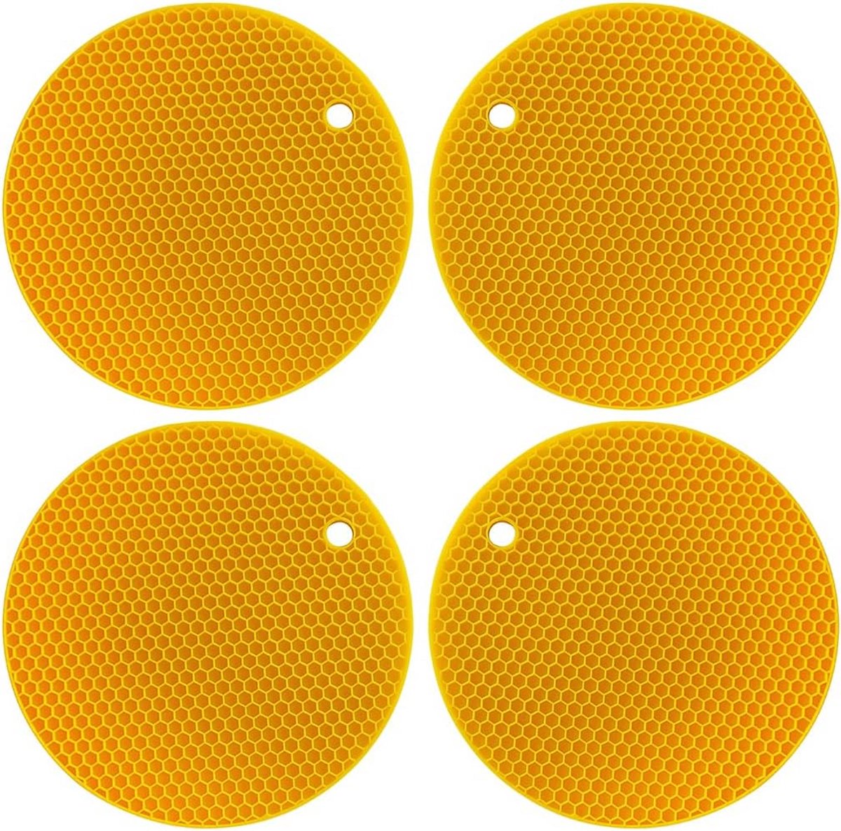Ronde Silicone Potholders met Honingraatpatroon - Set van 4 (18 cm)