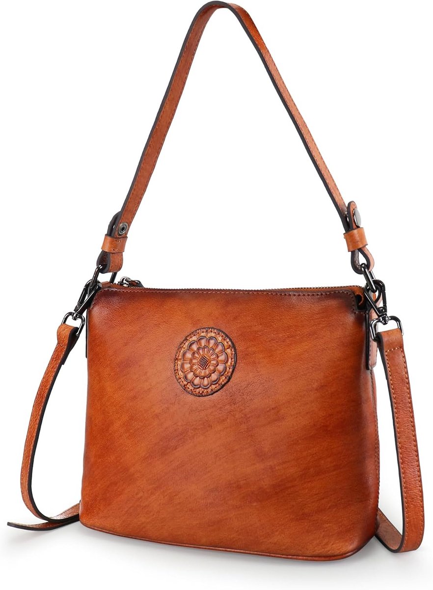 Vrouwen Handtas van Echt Leer - Vintage Schoudertas met Zachte Handgreep