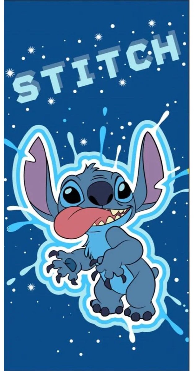 Stitch strandlaken funny 70 x 140 cm - Polyester - blauw