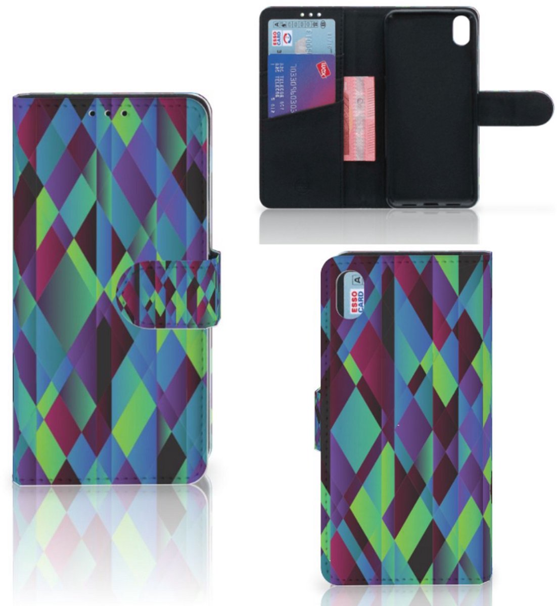 Xiaomi Redmi 7A Book Case Abstract Green Blue