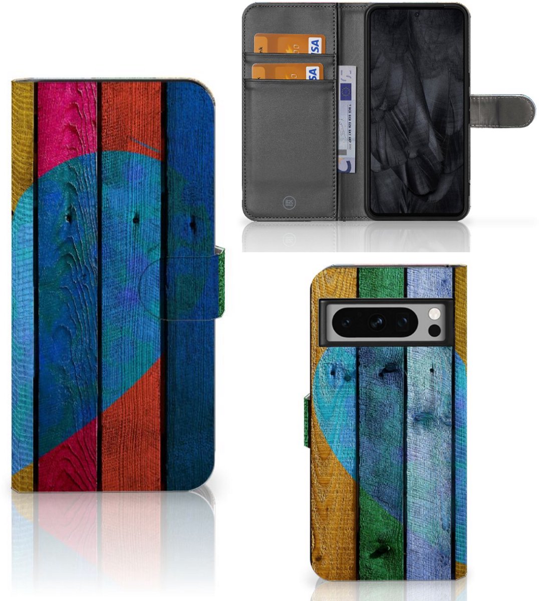 Book Case voor Google Pixel 8 Pro Book Style Case Wood Heart - Cadeau voor je Vriend