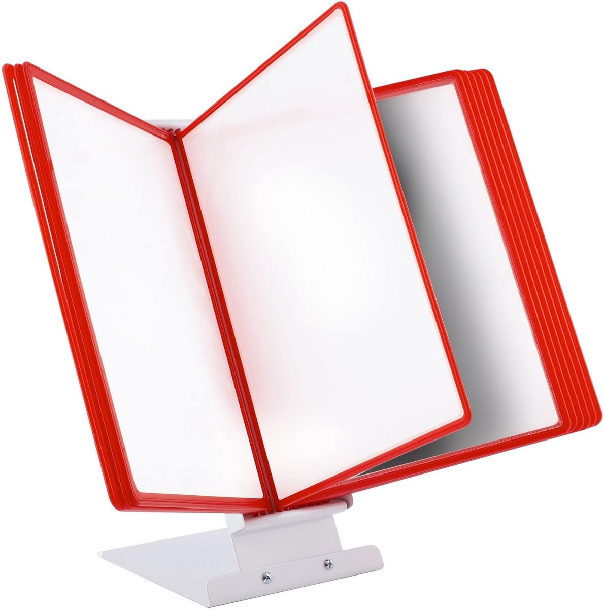 Tafelstandaard met 10 Zichtpanelen voor Presentaties - Rood