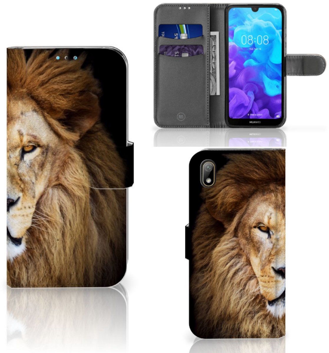 Huawei Y5 (2019) Telefoonhoesje met Pasjes Leeuw