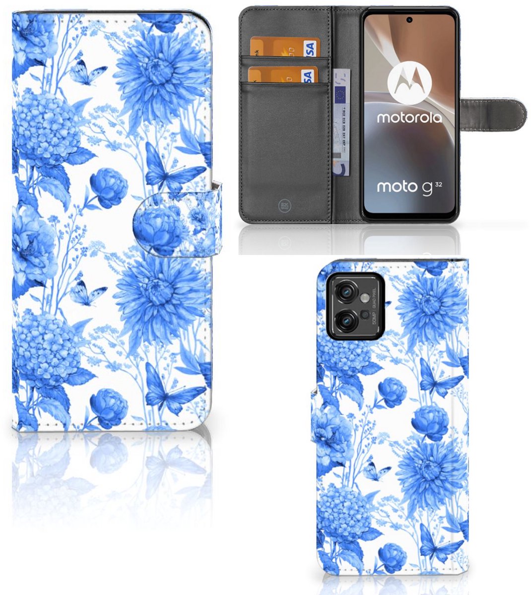 Hoesje voor Motorola Moto G32 Flowers Blue
