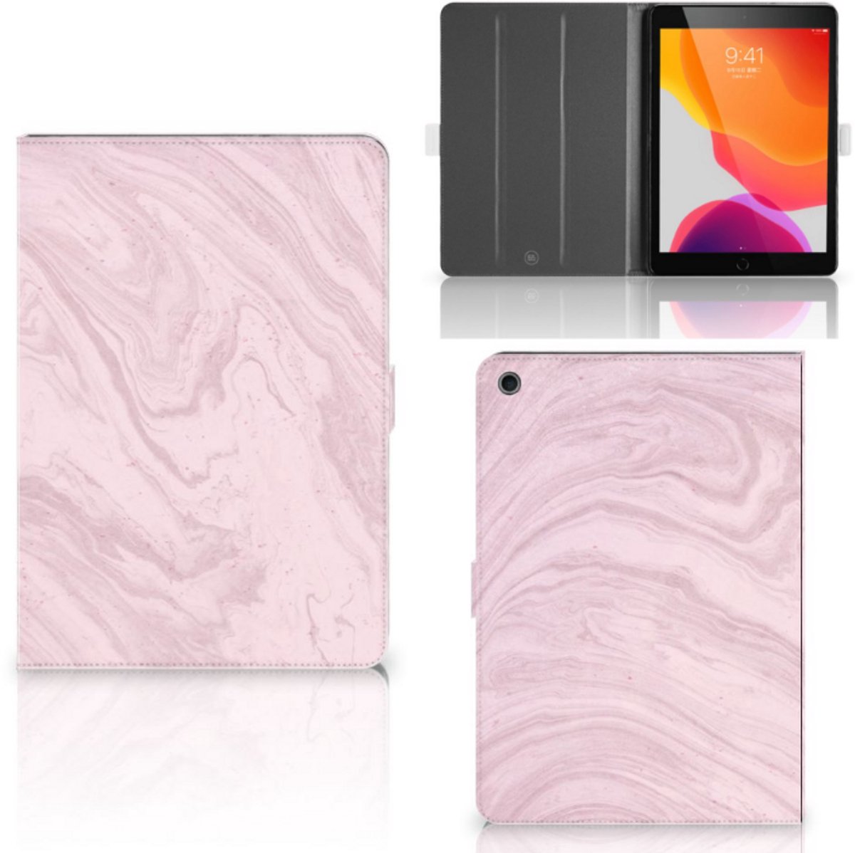 iPad 10.2 2019 | iPad 10.2 2020 | 10.2 2021 Leuk Tablet hoesje Marble Pink - Origineel Cadeau Vriendin