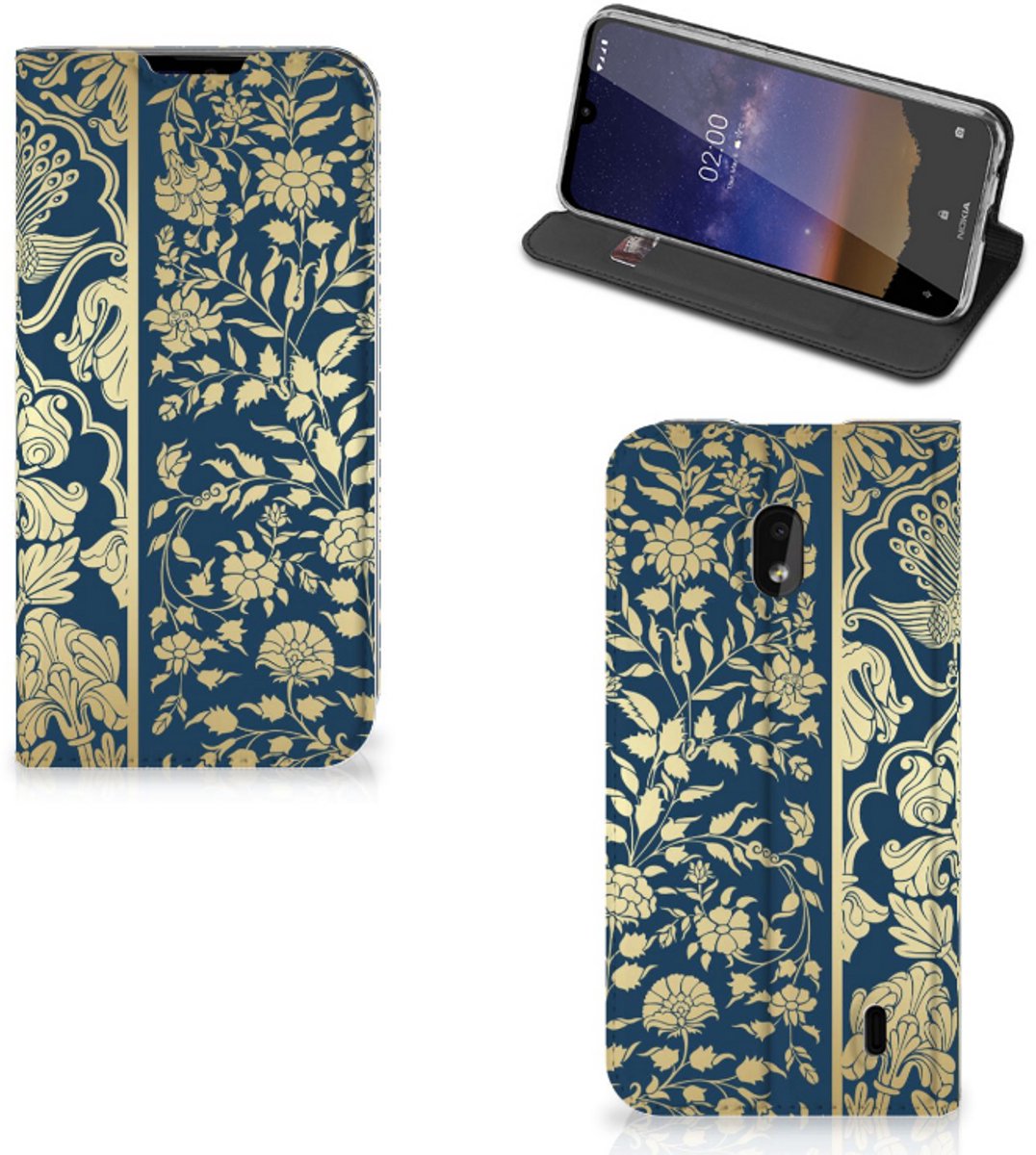 Nokia 2.2 Smart Cover Beige Flowers