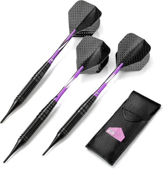 Dartpijlen Soft Tip 19g - 3 Stuks Zwart Gecoat Metalen Darts met Flights — afbeelding 5