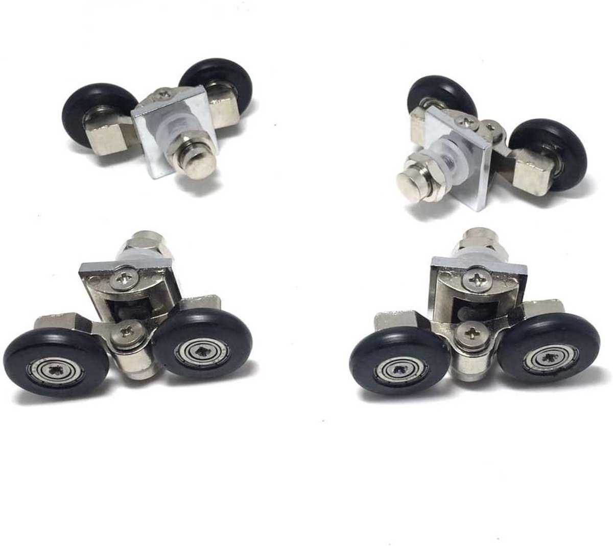 Set van 4 Douchedeur Rollen 25mm - Dubbele Wielen voor Douchecabines