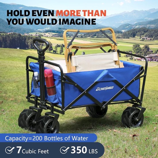 Opvouwbare Bolderkar - 200 Liter Capaciteit, Belastbaar tot 160 kg, Transportwagen met Verstelbare Handgreep en Brede Wielen van Opvouwbare Bolderkar — afbeelding 3