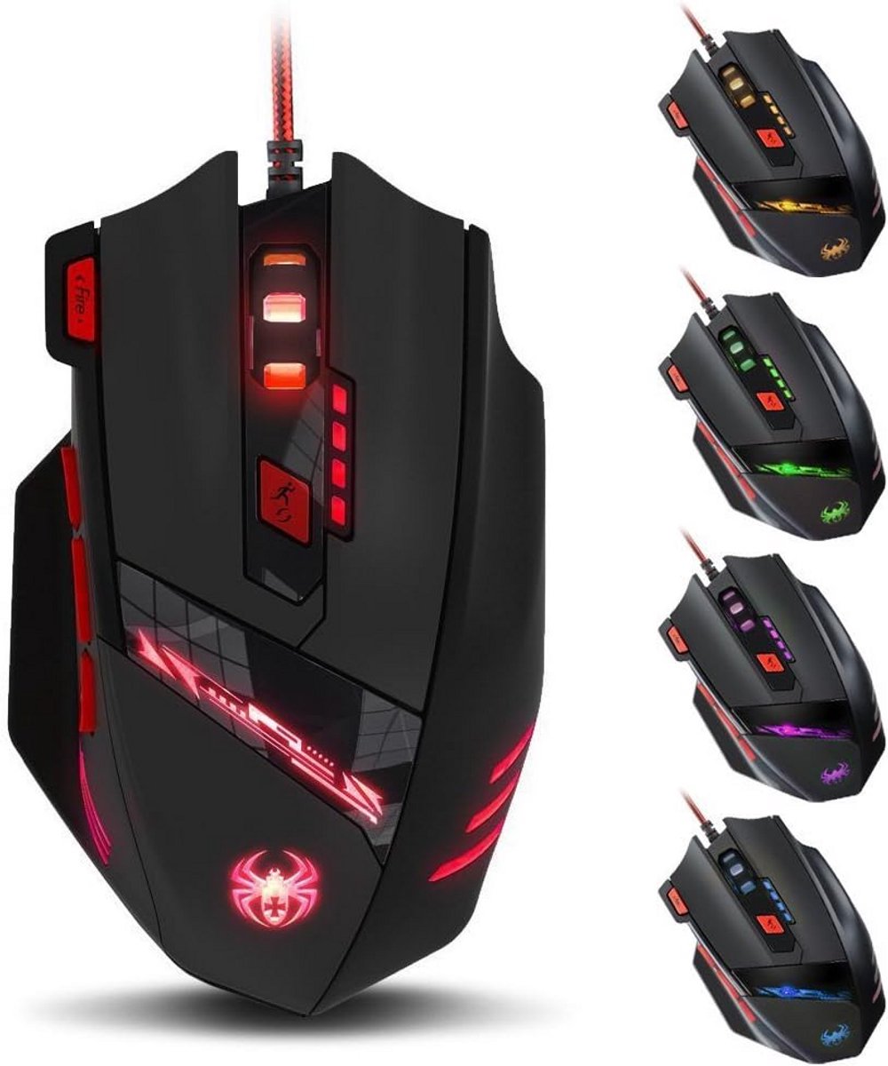Ergonomische Gaming Muis met 8 Programmeerbare Toetsen en RGB Verlichting